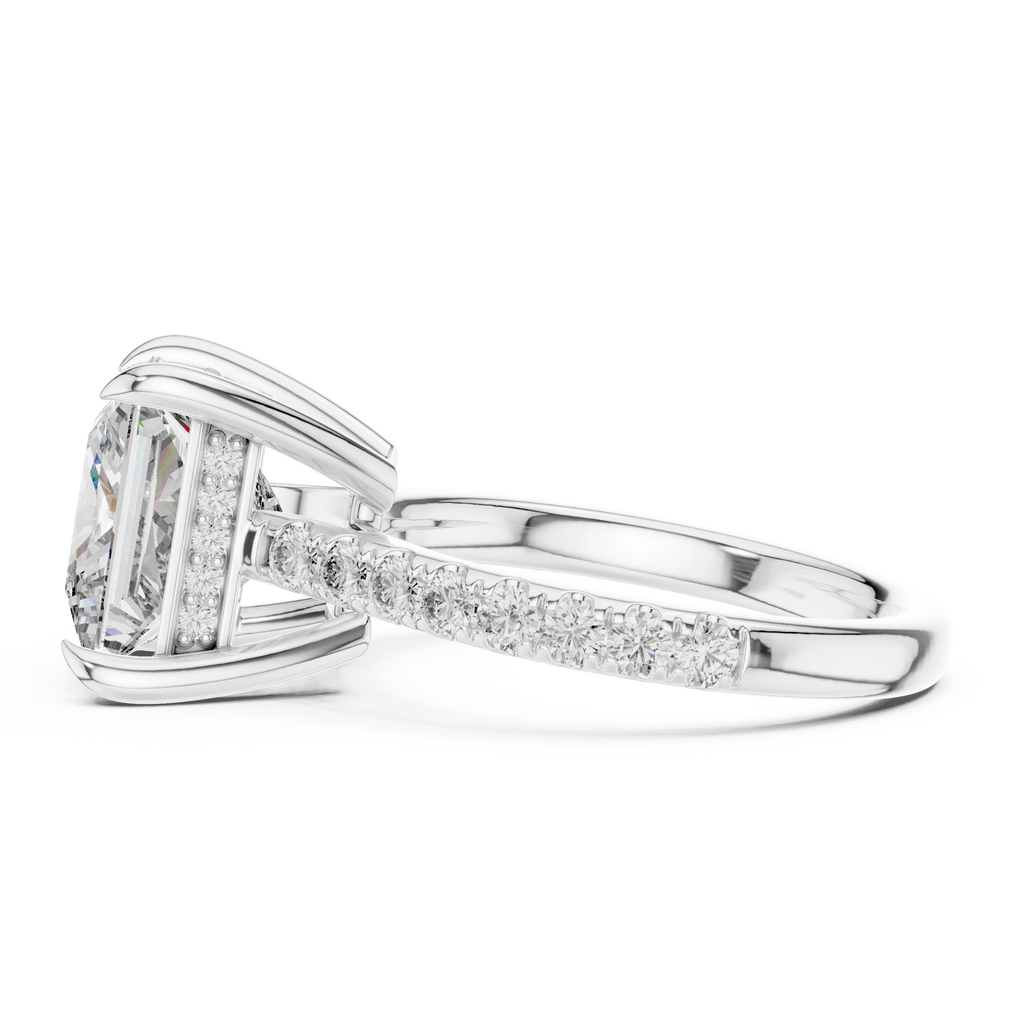 10K White Gold Hidden Halo Princess Moissanite Engagement Ring Brilliant Cut