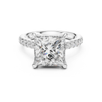 10K White Gold Hidden Halo Princess Moissanite Engagement Ring Brilliant Cut