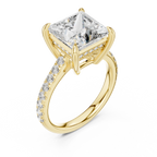 10K White Gold Hidden Halo Princess Moissanite Engagement Ring Brilliant Cut