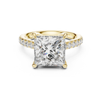 10K White Gold Hidden Halo Princess Moissanite Engagement Ring Brilliant Cut