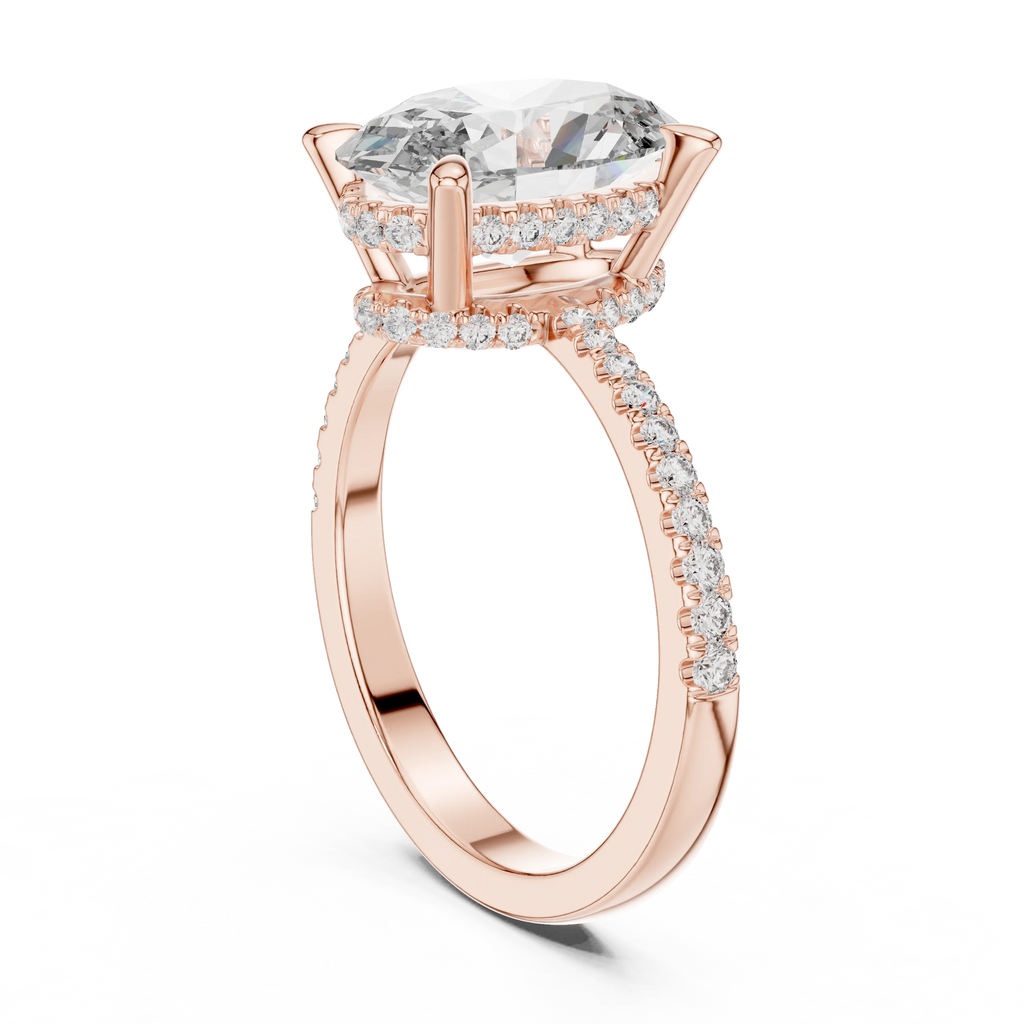 3.34 CTW Hidden Halo Oval Lab Diamond Engagement Ring