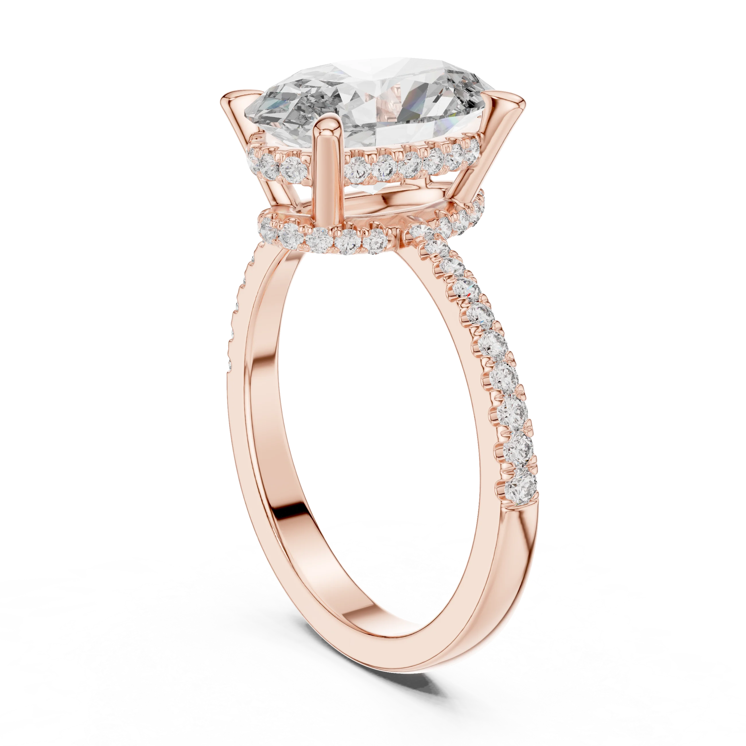 3.34 CTW Hidden Halo Oval Lab Diamond Engagement Ring