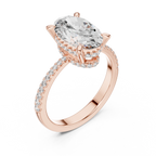 3.34 CTW Hidden Halo Oval Lab Diamond Engagement Ring