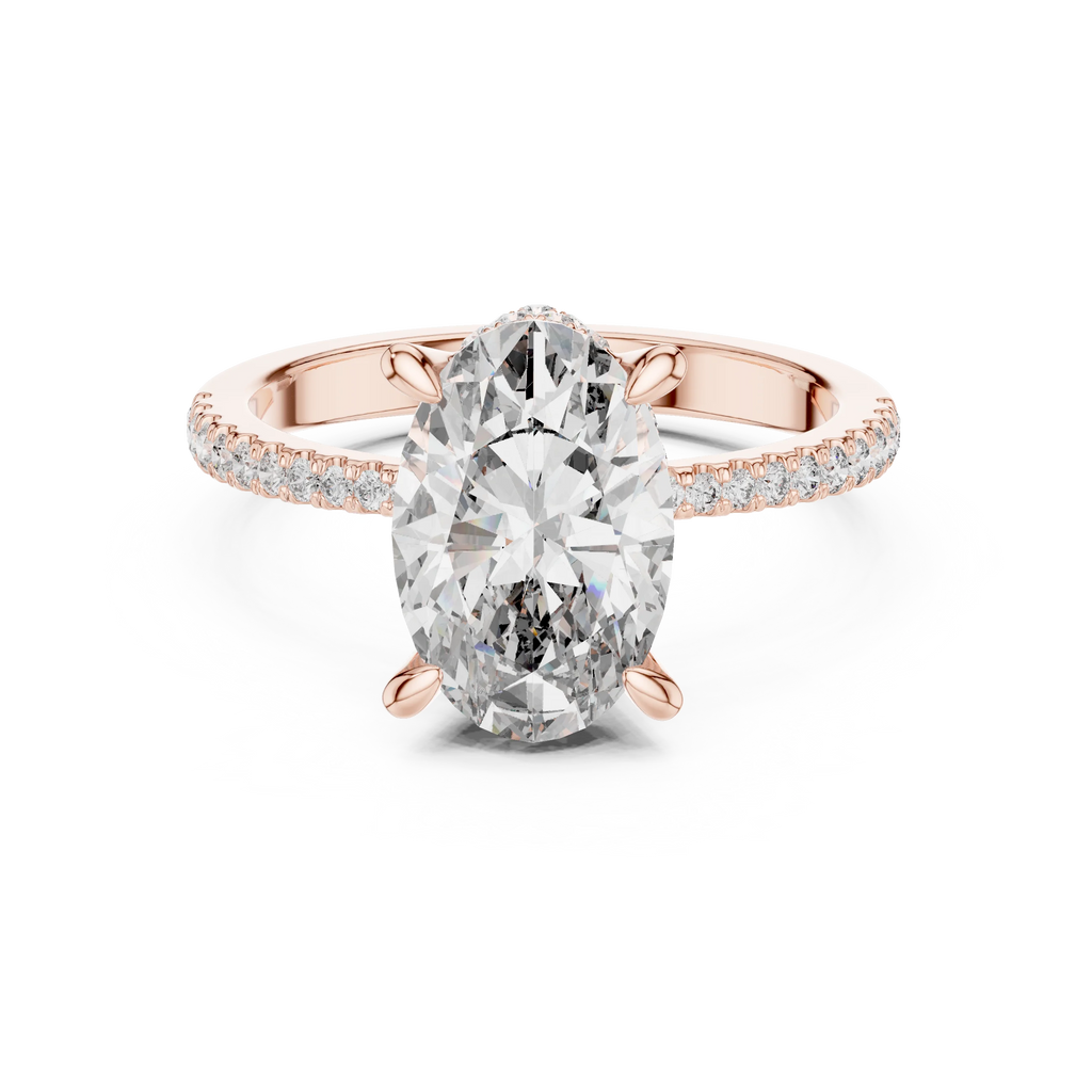 3.34 CTW Hidden Halo Oval Lab Diamond Engagement Ring