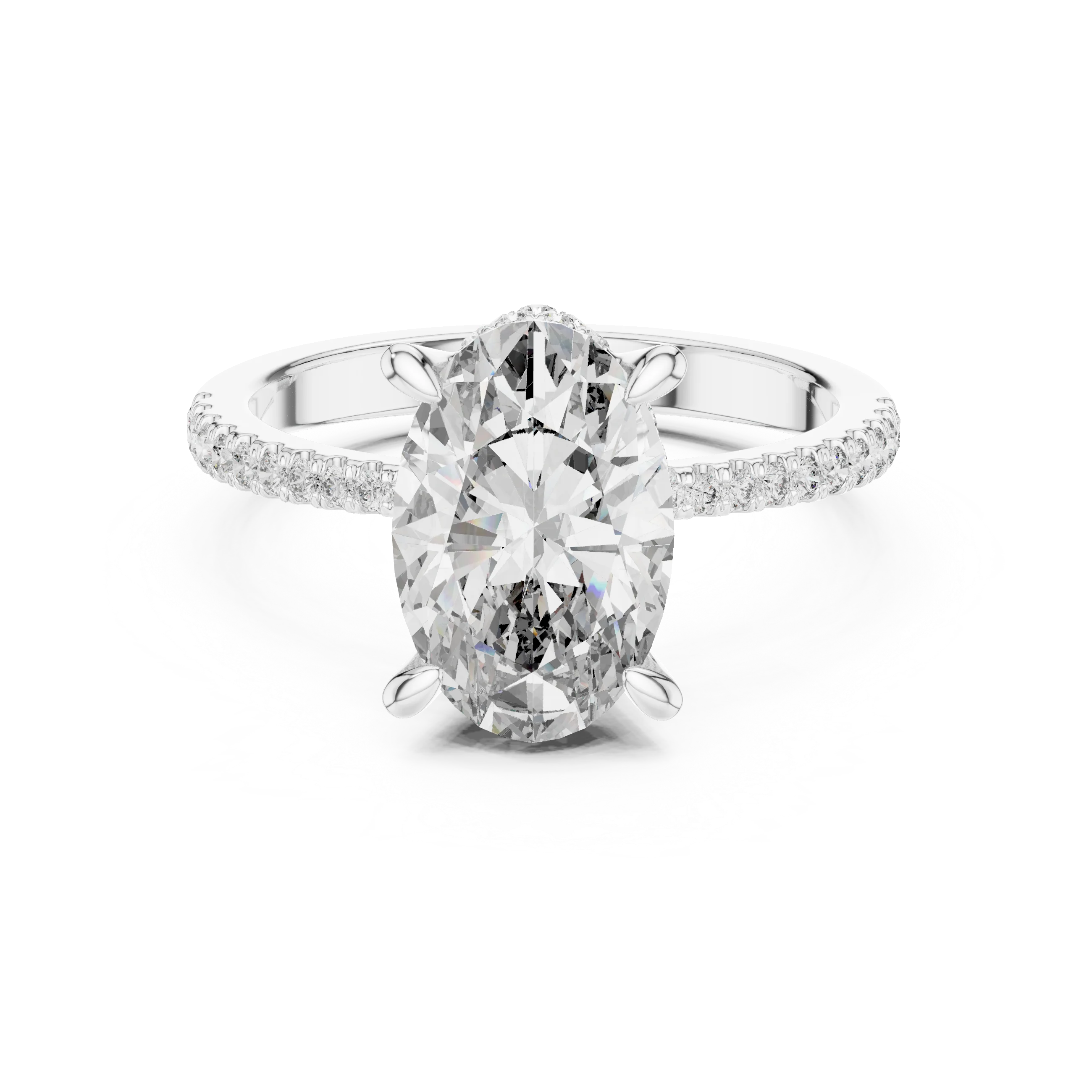 3.34 CTW Hidden Halo Oval Lab Diamond Engagement Ring