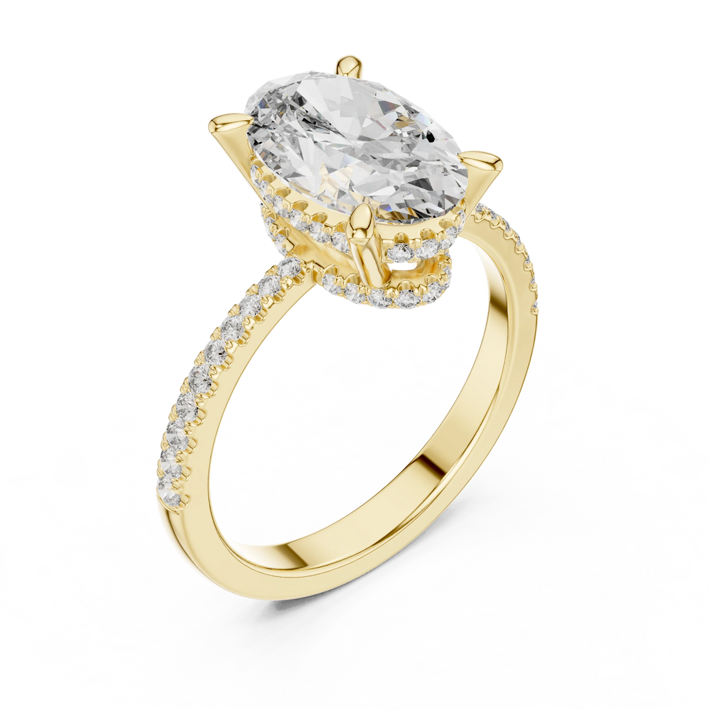 3.34 CTW Hidden Halo Oval Lab Diamond Engagement Ring