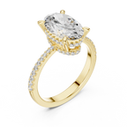 3.34 CTW Hidden Halo Oval Lab Diamond Engagement Ring