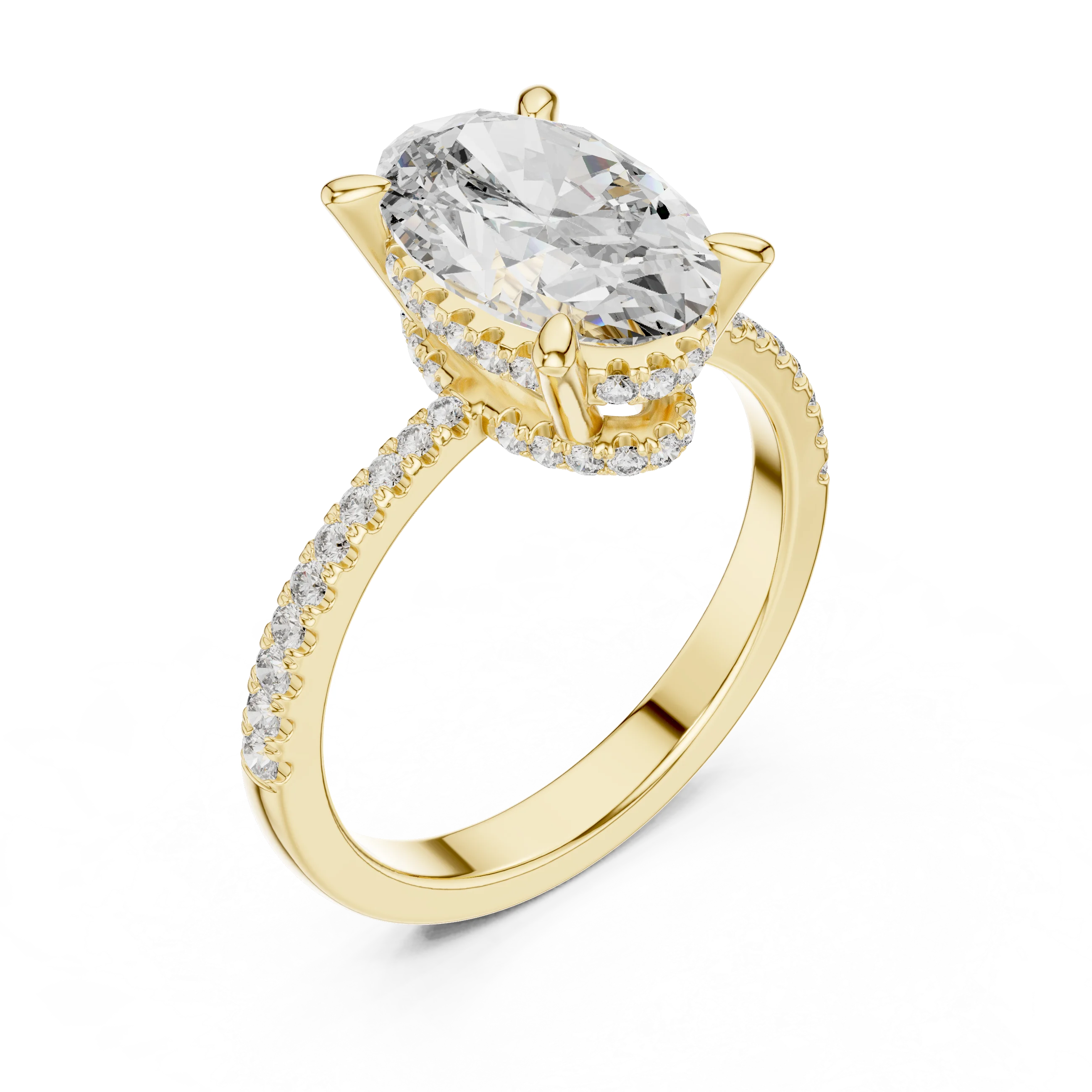 3.34 CTW Hidden Halo Oval Lab Diamond Engagement Ring
