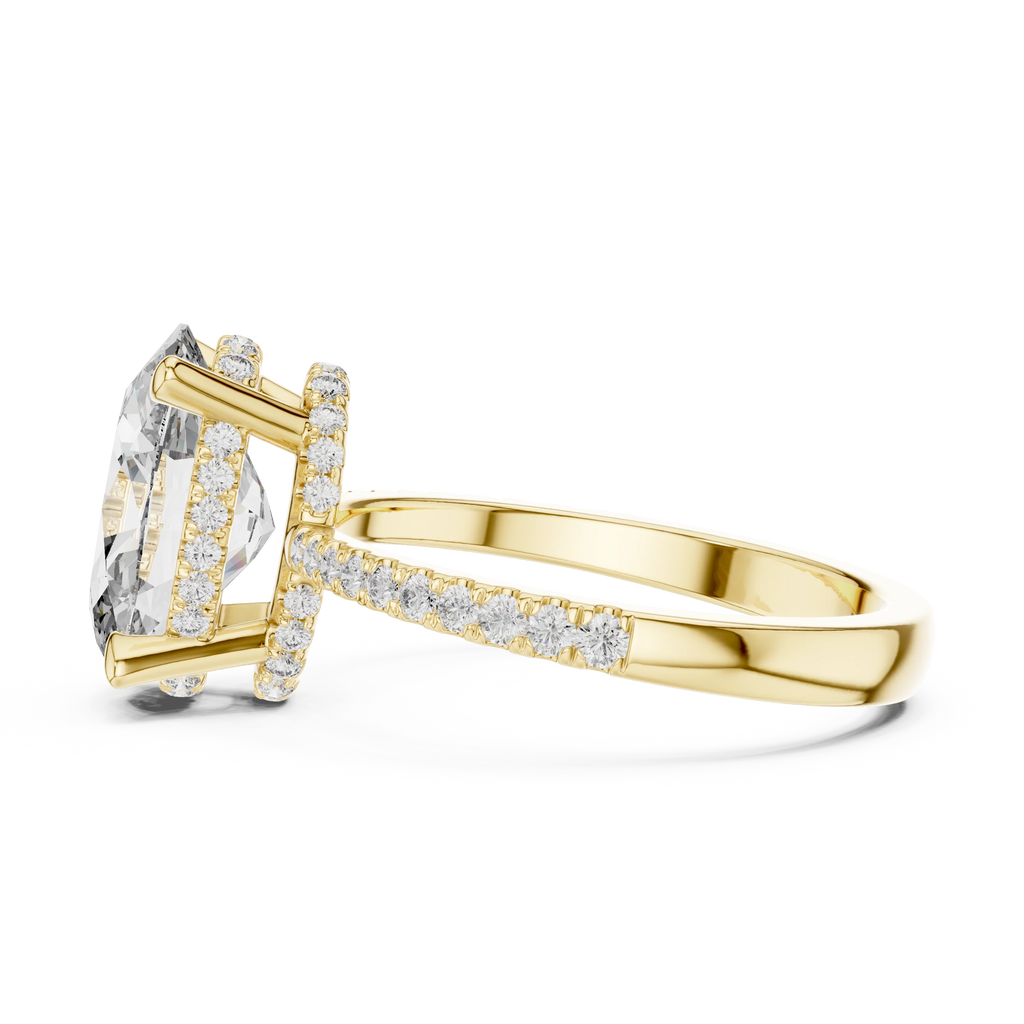 3.34 CTW Hidden Halo Oval Lab Diamond Engagement Ring