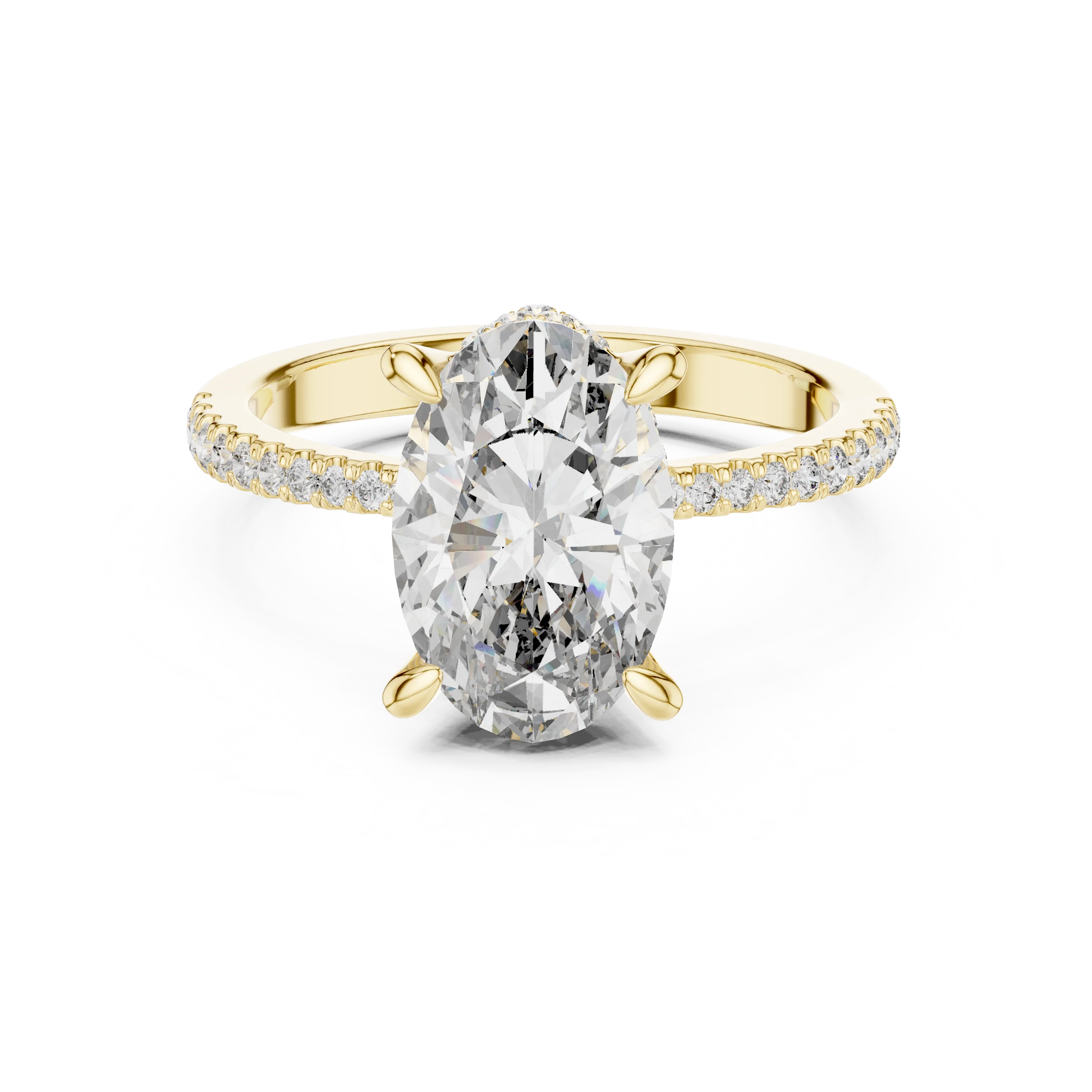 3.34 CTW Hidden Halo Oval Lab Diamond Engagement Ring