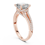 2.91 CTW Asscher Cut Lab Diamond Split Pavé Shank Engagement Ring in 10K Gold