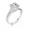 2.91 CTW Asscher Cut Lab Diamond Split Pavé Shank Engagement Ring in 10K Gold