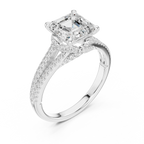 2.91 CTW Asscher Cut Lab Diamond Split Pavé Shank Engagement Ring in 10K Gold