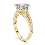 2.91 CTW Asscher Cut Lab Diamond Split Pavé Shank Engagement Ring in 10K Gold