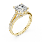 2.91 CTW Asscher Cut Lab Diamond Split Pavé Shank Engagement Ring in 10K Gold