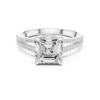 2.91 CTW Asscher Cut Lab Diamond Split Pavé Shank Engagement Ring in 10K Gold