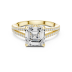 2.91 CTW Asscher Cut Lab Diamond Split Pavé Shank Engagement Ring in 10K Gold