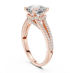 2.91 CTW Cushion Cut Lab Diamond Split Pavé Shank Engagement Ring in 10K Gold