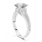 2.91 CTW Cushion Cut Lab Diamond Split Pavé Shank Engagement Ring in 10K Gold