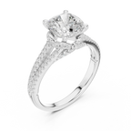2.91 CTW Cushion Cut Lab Diamond Split Pavé Shank Engagement Ring in 10K Gold