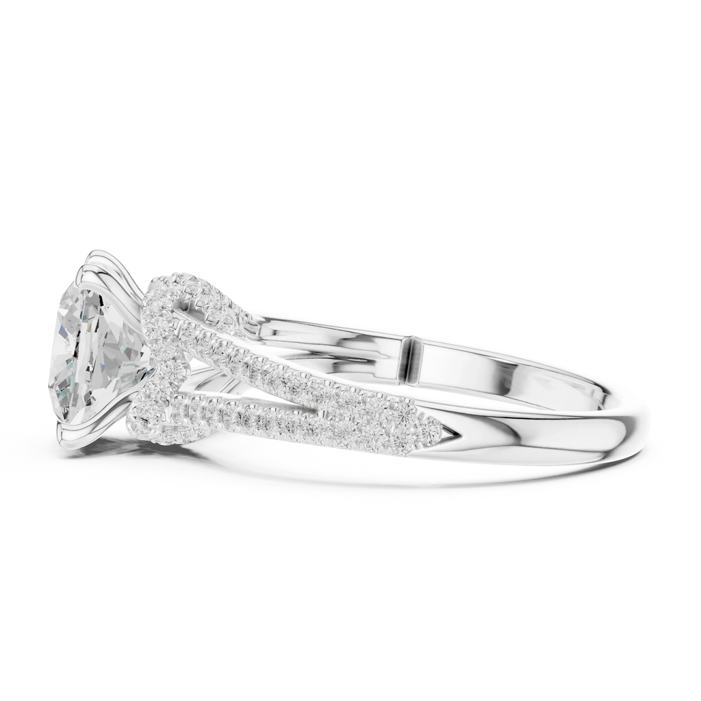 2.91 CTW Cushion Cut Lab Diamond Split Pavé Shank Engagement Ring in 10K Gold