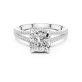 2.91 CTW Cushion Cut Lab Diamond Split Pavé Shank Engagement Ring in 10K Gold