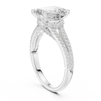 2.91 CTW Emerald Cut Lab Diamond Split Pavé Shank Engagement Ring in 10K Gold