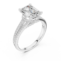 2.91 CTW Emerald Cut Lab Diamond Split Pavé Shank Engagement Ring in 10K Gold