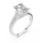 2.91 CTW Emerald Cut Lab Diamond Split Pavé Shank Engagement Ring in 10K Gold