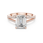 2.91 CTW Emerald Cut Lab Diamond Split Pavé Shank Engagement Ring in 10K Gold