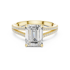 2.91 CTW Emerald Cut Lab Diamond Split Pavé Shank Engagement Ring in 10K Gold