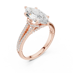 2.91 CTW Marquise Cut Lab Diamond Split Pavé Shank Engagement Ring in 10K Gold