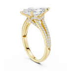 2.91 CTW Marquise Cut Lab Diamond Split Pavé Shank Engagement Ring in 10K Gold
