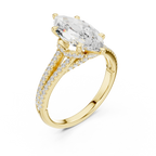 2.91 CTW Marquise Cut Lab Diamond Split Pavé Shank Engagement Ring in 10K Gold