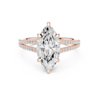 2.91 CTW Marquise Cut Lab Diamond Split Pavé Shank Engagement Ring in 10K Gold