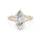 2.91 CTW Marquise Cut Lab Diamond Split Pavé Shank Engagement Ring in 10K Gold