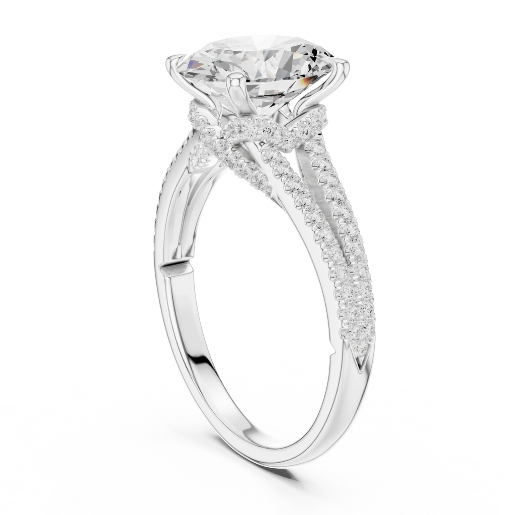2.91 CTW Oval Cut Lab Diamond Split Pavé Shank Engagement Ring in 10K Gold