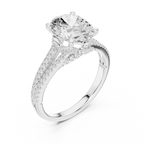 2.91 CTW Oval Cut Lab Diamond Split Pavé Shank Engagement Ring in 10K Gold