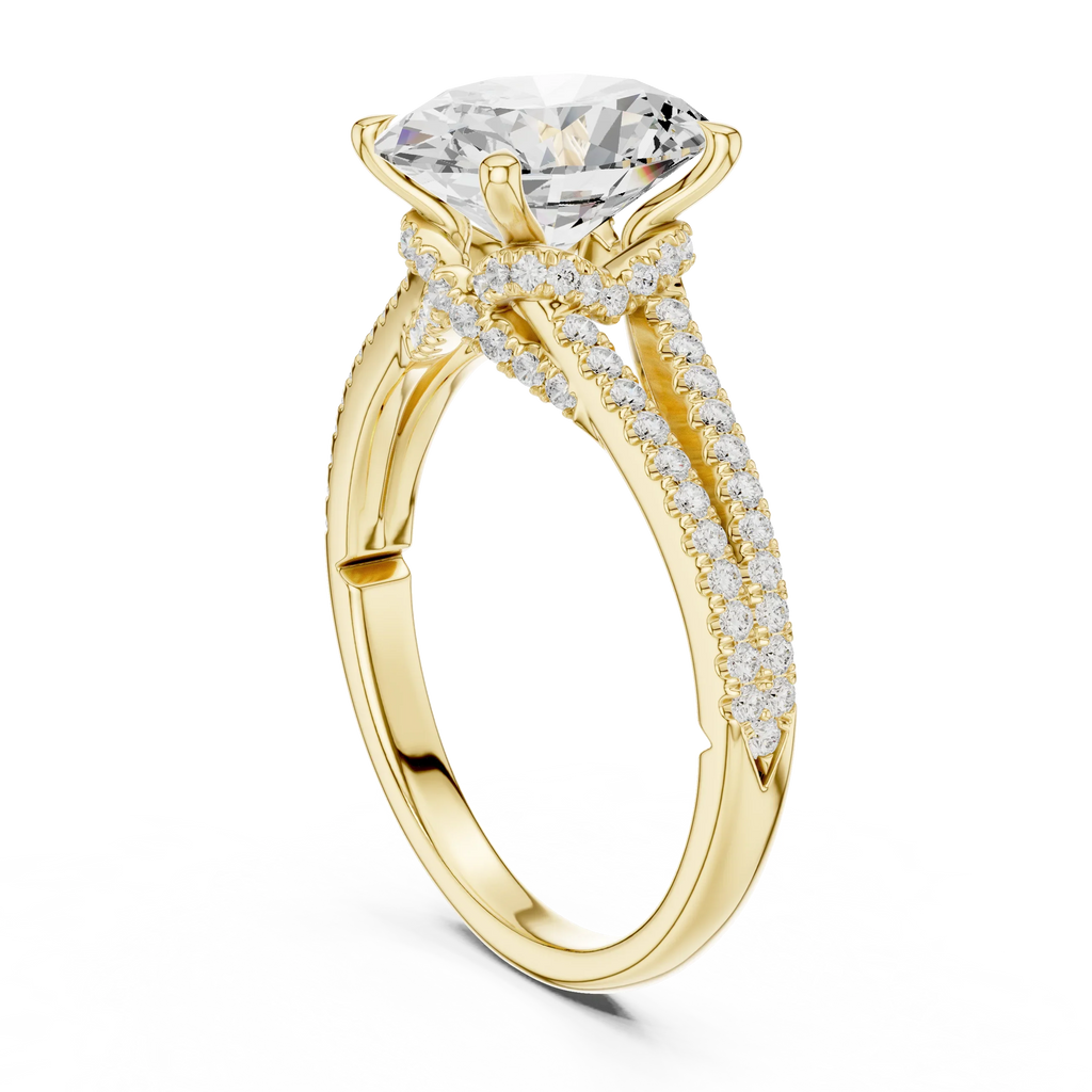 2.91 CTW Oval Cut Lab Diamond Split Pavé Shank Engagement Ring in 10K Gold