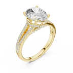 2.91 CTW Oval Cut Lab Diamond Split Pavé Shank Engagement Ring in 10K Gold