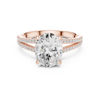2.91 CTW Oval Cut Lab Diamond Split Pavé Shank Engagement Ring in 10K Gold
