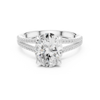 2.91 CTW Oval Cut Lab Diamond Split Pavé Shank Engagement Ring in 10K Gold