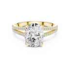 2.91 CTW Oval Cut Lab Diamond Split Pavé Shank Engagement Ring in 10K Gold
