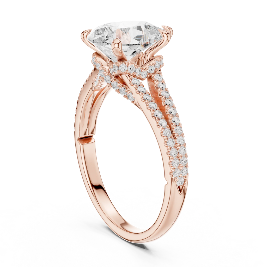 2.91 CTW Pear Cut Lab Diamond Split Pavé Shank Engagement Ring in 10K Gold