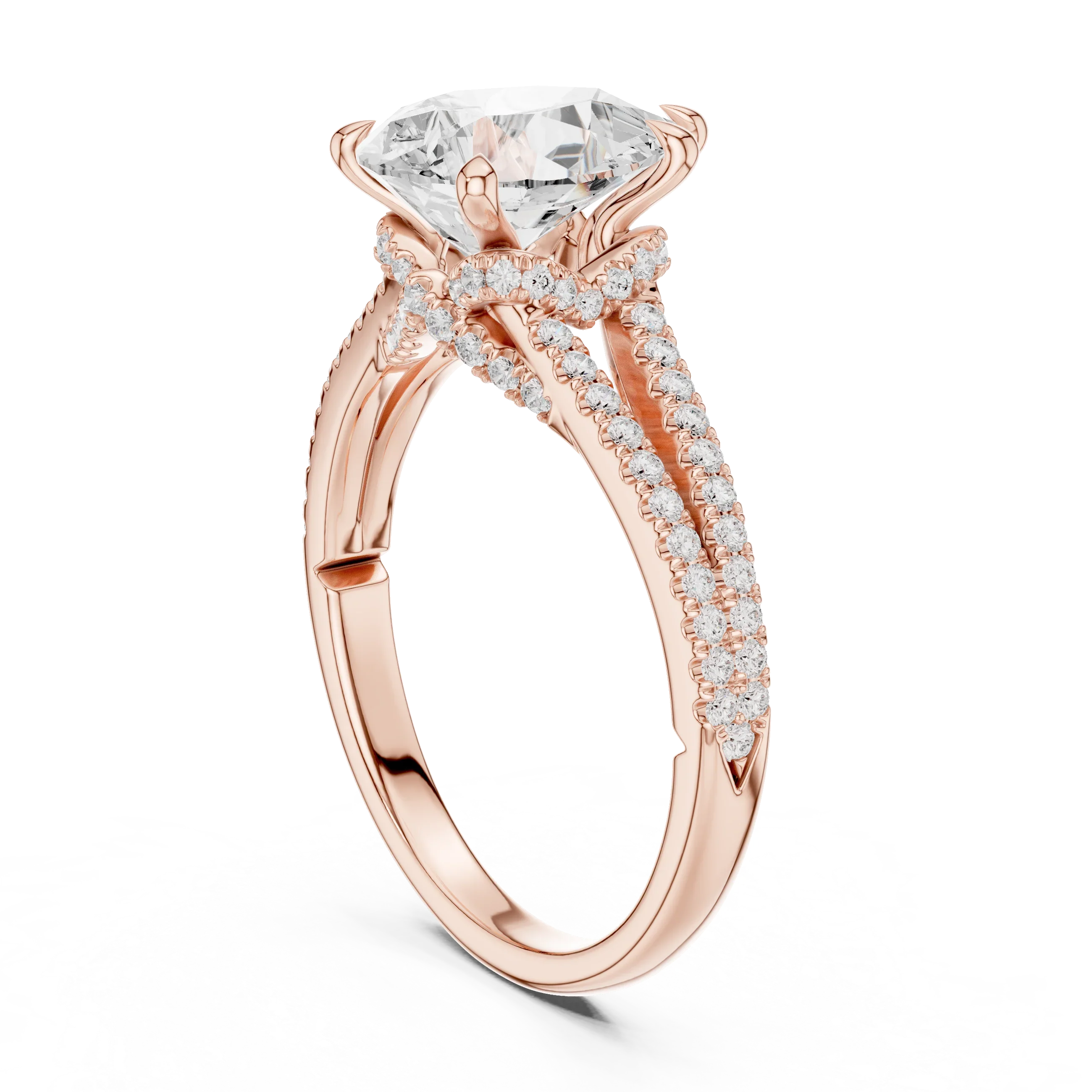 2.91 CTW Pear Cut Lab Diamond Split Pavé Shank Engagement Ring in 10K Gold