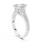 2.91 CTW Pear Cut Lab Diamond Split Pavé Shank Engagement Ring in 10K Gold