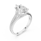 2.91 CTW Pear Cut Lab Diamond Split Pavé Shank Engagement Ring in 10K Gold