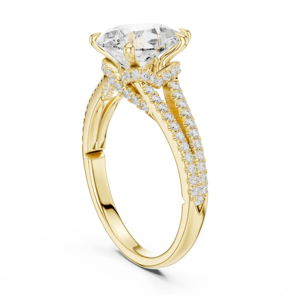 2.91 CTW Pear Cut Lab Diamond Split Pavé Shank Engagement Ring in 10K Gold