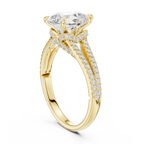 2.91 CTW Pear Cut Lab Diamond Split Pavé Shank Engagement Ring in 10K Gold
