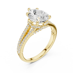 2.91 CTW Pear Cut Lab Diamond Split Pavé Shank Engagement Ring in 10K Gold